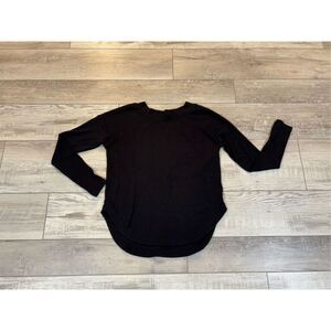 Athleta black long sleeve ribbed shirt with keyhole size XS